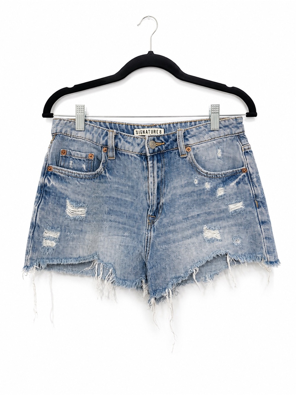 Signature 8 Distressed High Rise Denim Cutoff Shorts Size Small